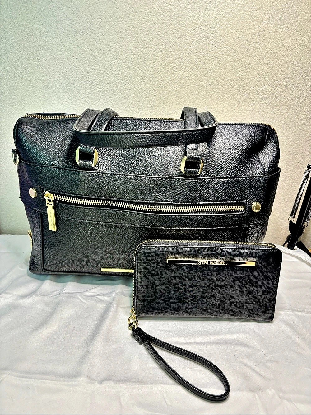 Steve Madden Black Tote with Matching Wristlet